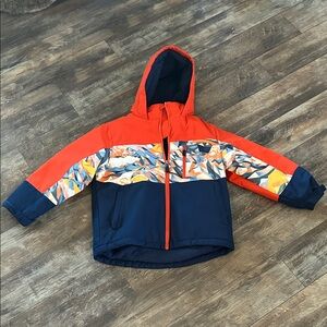 Swiss Tech Kids Geometric Puffer Jacket - Red and Blue